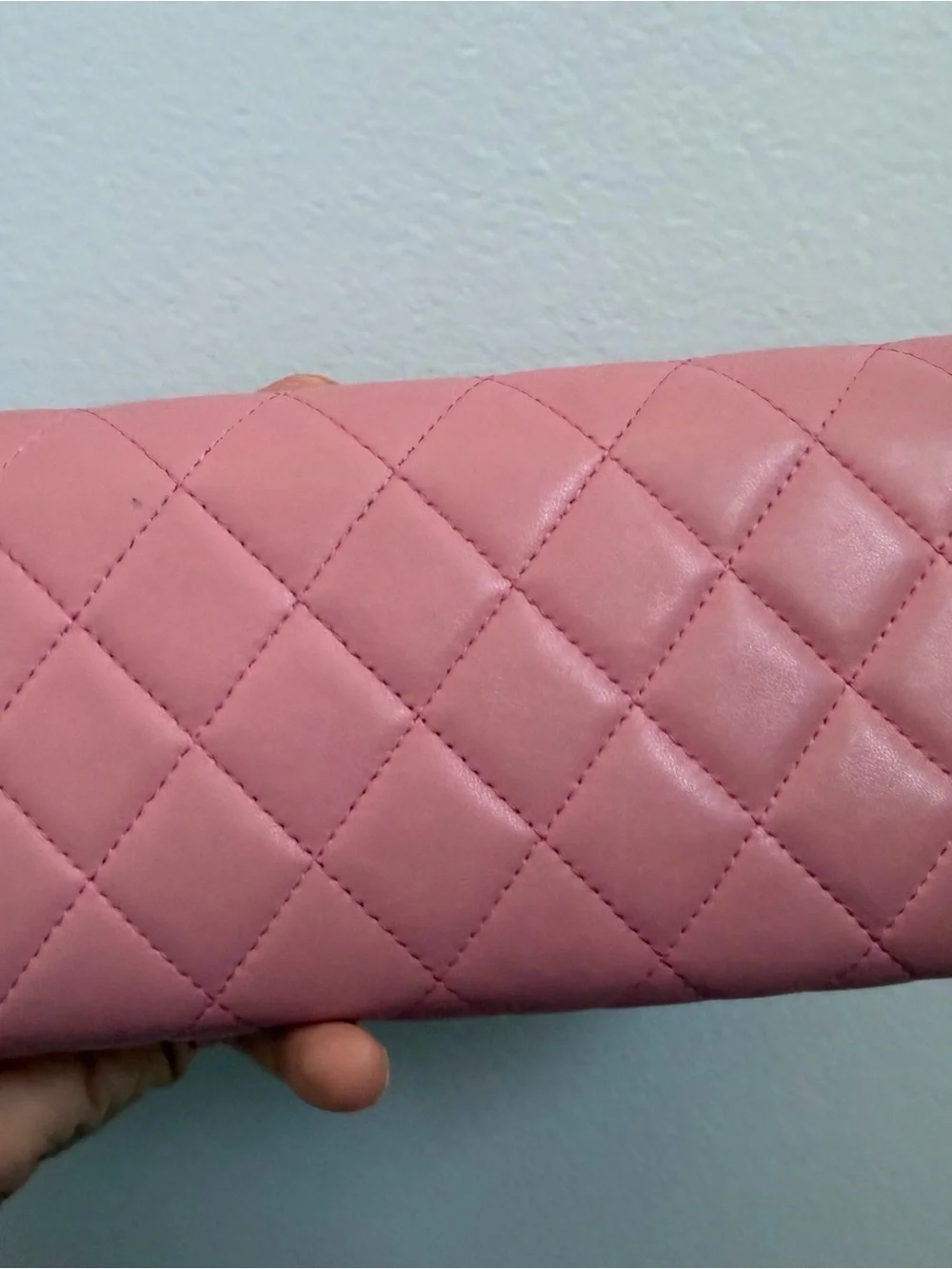 CHANEL Quilted Rose Pink Leather Wallet with Gold CC